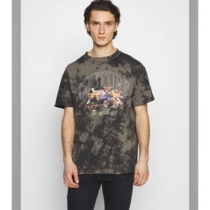 The Couture Club RELAXED FIT T-SHIRT WITH FLAMING CAR GRAPHIC SUBTLE BLEACHING